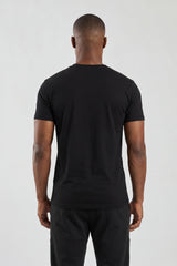 Black Plain T-Shirt | High Neck, Short Sleeve