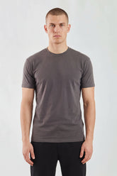 Charcoal Plain T-Shirt | High Neck, Short Sleeve.