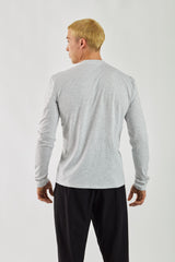 Grey High-Neck Slim Long Sleeve Tee | Stretch Finish