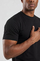 Black Plain T-Shirt | High Neck, Short Sleeve