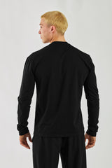 Black High-Neck Slim Long Sleeve Tee | Plain Cotton Blend