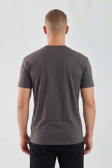 Charcoal Plain T-Shirt | High Neck, Short Sleeve.