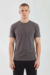 Charcoal Plain T-Shirt | High Neck, Short Sleeve.