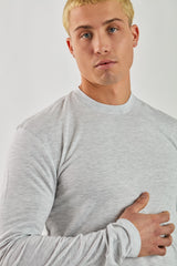 Grey High-Neck Slim Long Sleeve Tee | Stretch Finish