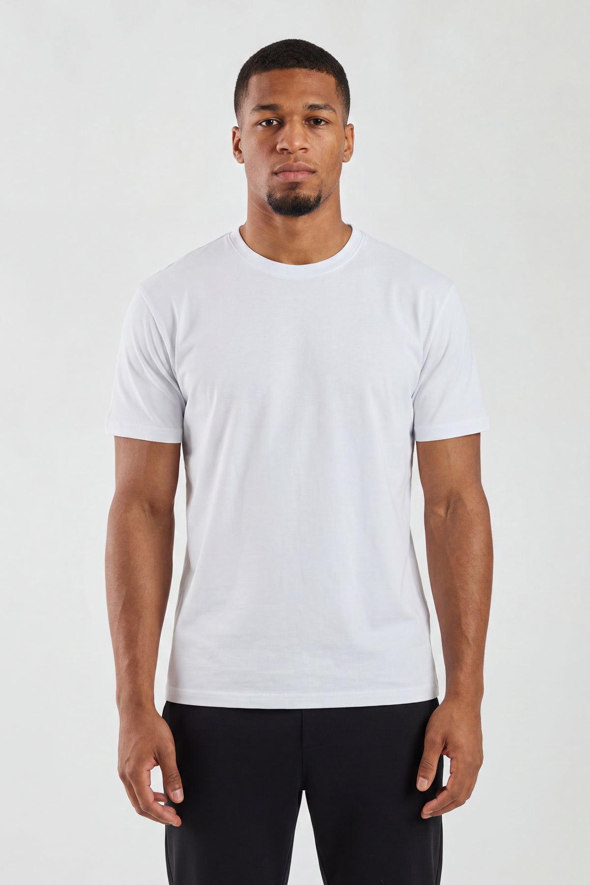 White Plain T-Shirt | High Neck, Short Sleeve