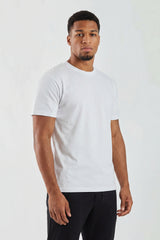 White Plain T-Shirt | High Neck, Short Sleeve